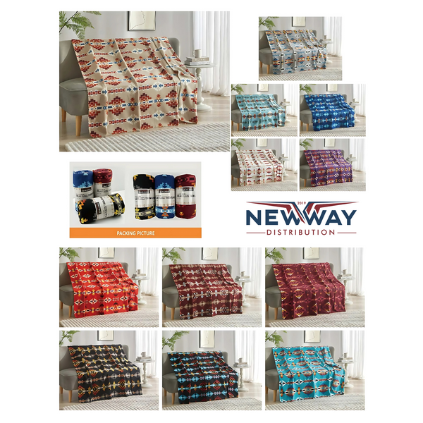 Polar Fleece Throw Blanket – 50 X 60 Solstice Design - Assorted (0138)